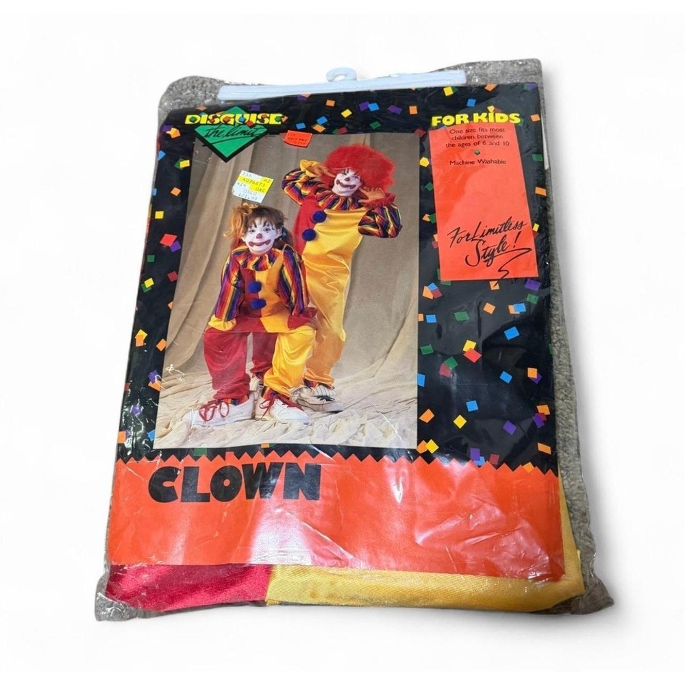 Vintage 1989 Disguise The Limit Kids Clown Costume Ages 6-10 NOS Halloween